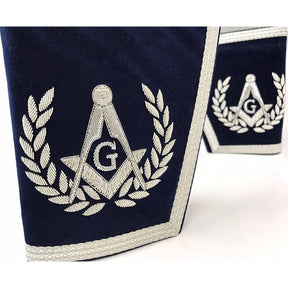 Master Mason Blue Lodge Cuff - Navy Blue & Silver Hand Embroidery Square & Compass G