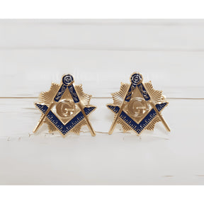 Master Mason Blue Lodge Cufflink - Gold & blue