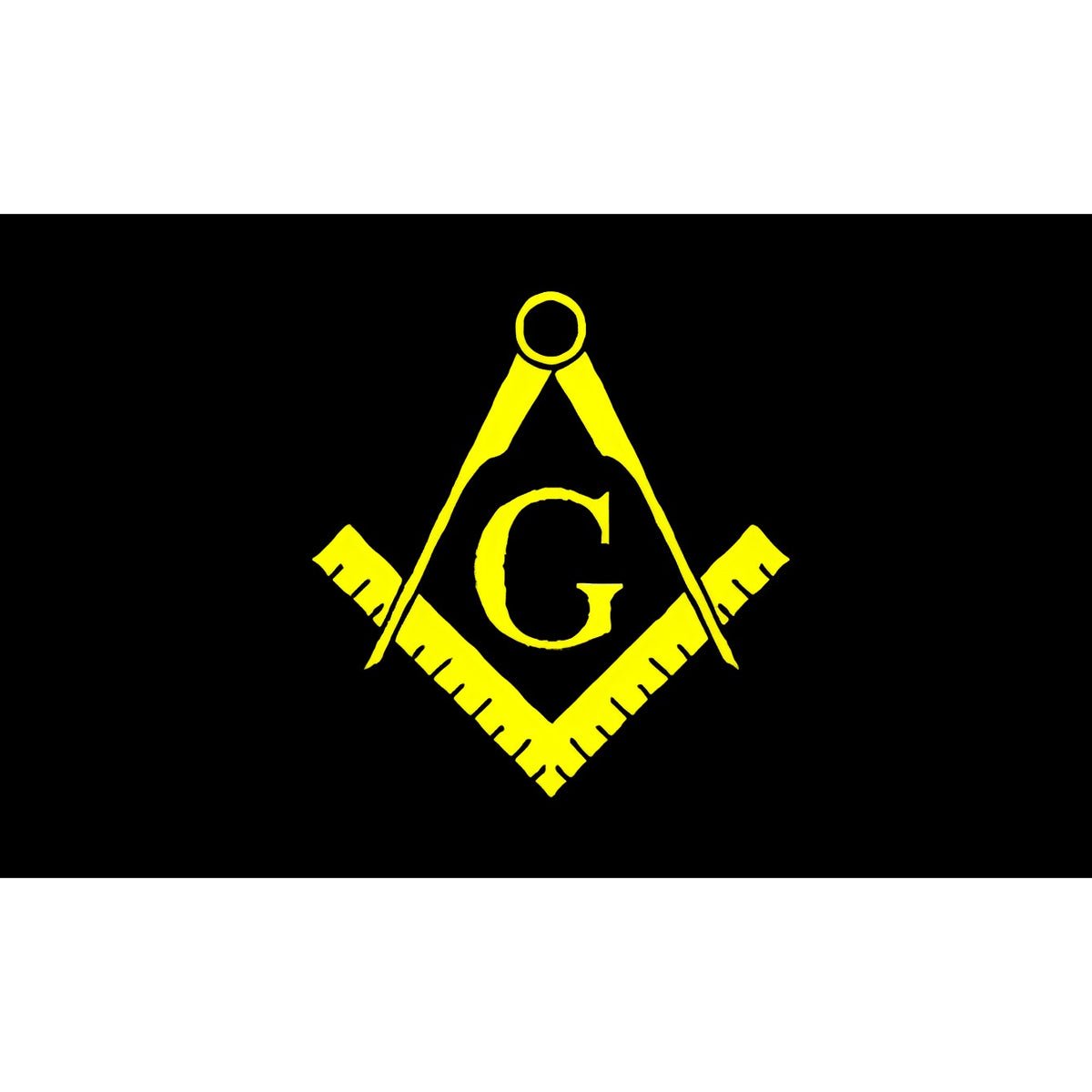 Master Mason Blue Lodge Flag - Black & Yellow Square & Compass G