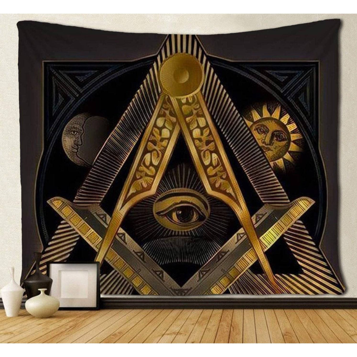 Master Mason Blue Lodge Flag - Sun Moon Tapestries
