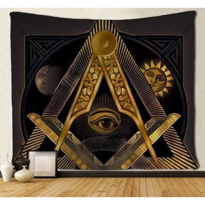 Master Mason Blue Lodge Flag - Sun Moon Tapestries