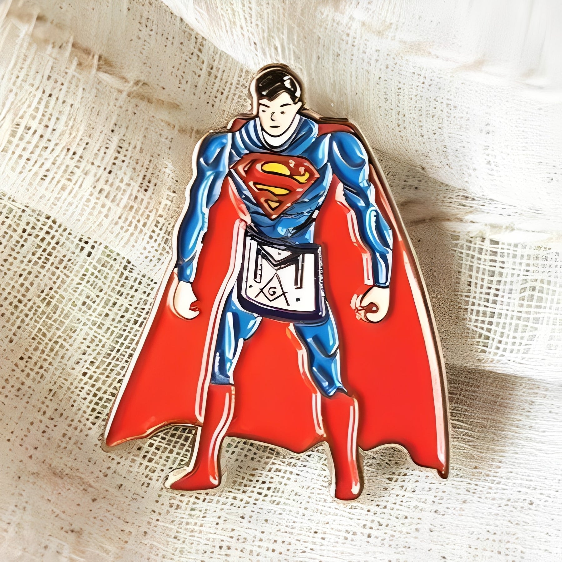 Master Mason Blue Lodge Lapel Pin - Masons Apron Superman - Bricks Masons