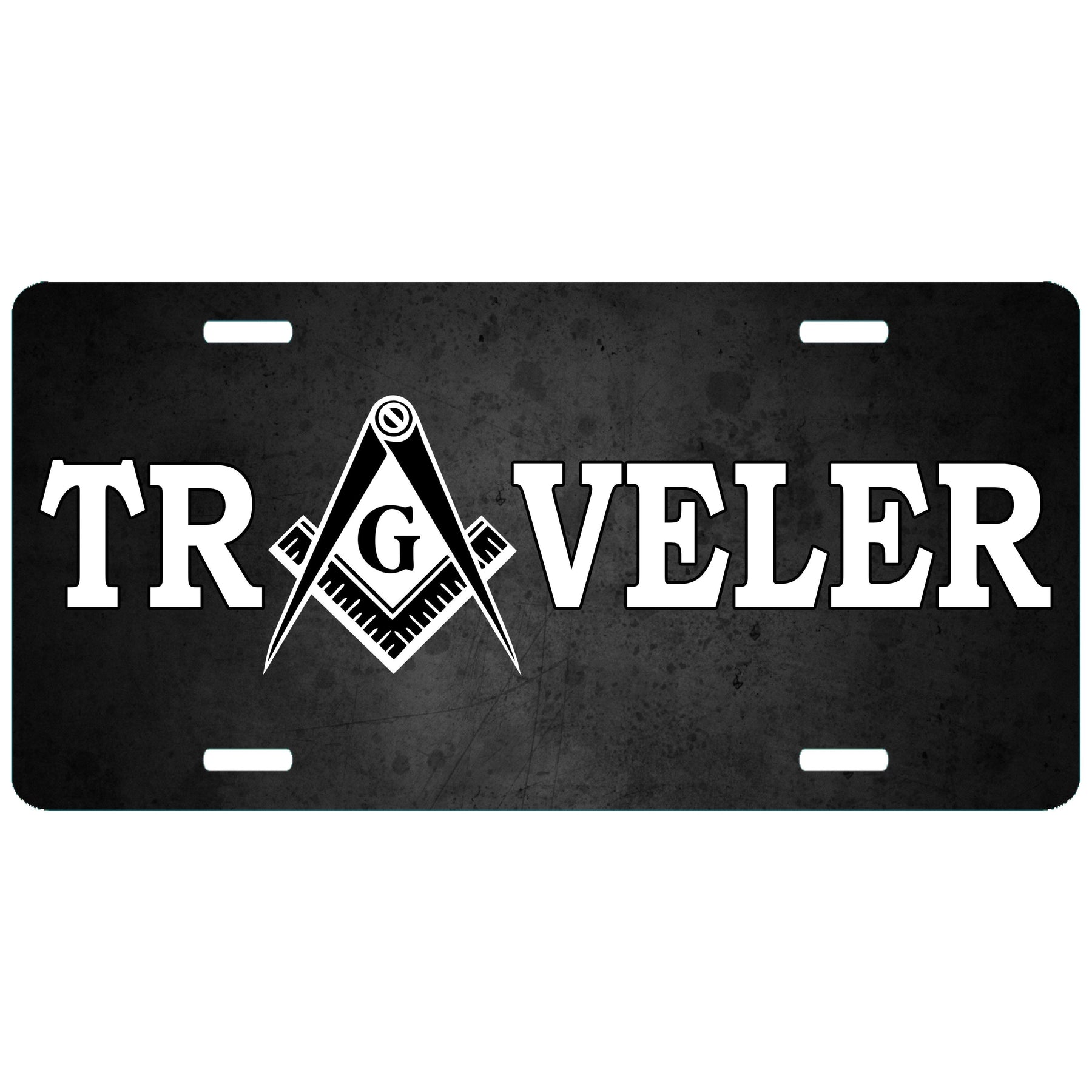 Master Mason Blue Lodge License Plate Frame - Traveler Mason High Gloss Aluminum