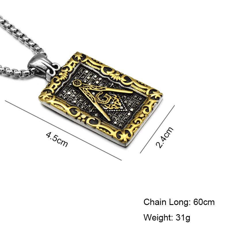 Master Mason Blue Lodge Necklace - Framed Motif (Gold/Silver) - Bricks Masons