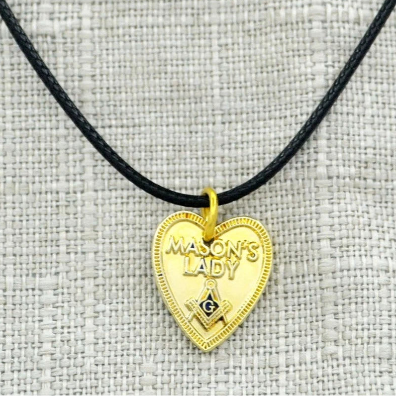 Master Mason Blue Lodge Necklace - Gold Plated MASON'S LADY Square and Compass G - Bricks Masons