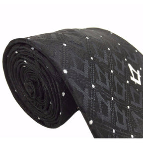 Master Mason Blue Lodge Necktie - Black with Polkadot Machine Embroidery