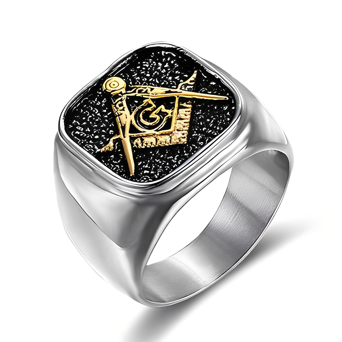 Master Mason Blue Lodge Ring - Classic Compass & Square - Bricks Masons