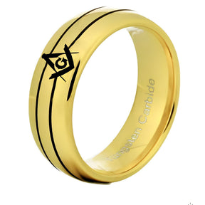 Meister-Freimaurer-Ring der Blauen Loge – Gold, abgerundet, Wolfram, personalisierbar