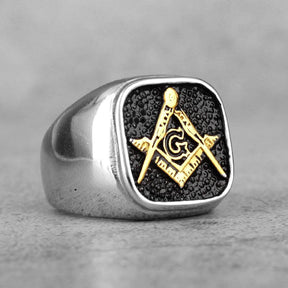 Master Mason Blue Lodge Ring - Square & Compass G High Quality Stainless Steel - Bricks Masons