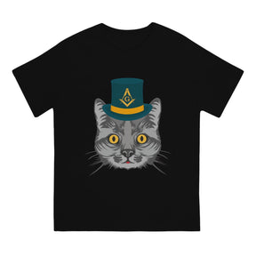 Master Mason Blue Lodge T-Shirt - Polyester Cat Design - Bricks Masons