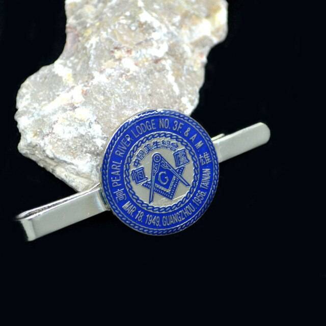 Master Mason Blue Lodge Tie Bar - Pearl River Lodge NO.3 - Bricks Masons