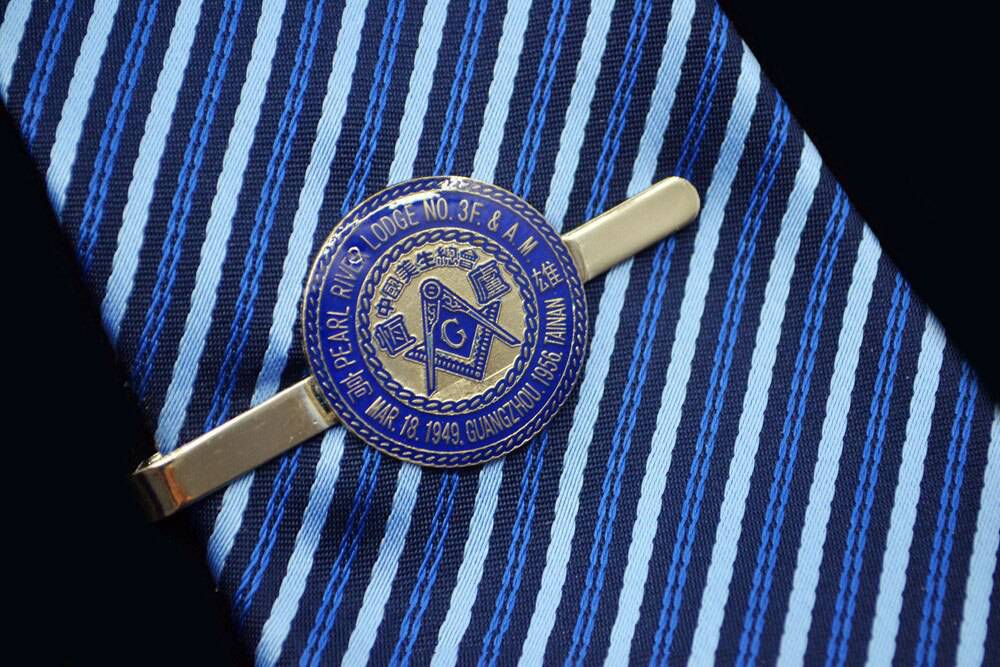 Master Mason Blue Lodge Tie Bar - Pearl River Lodge NO.3 - Bricks Masons