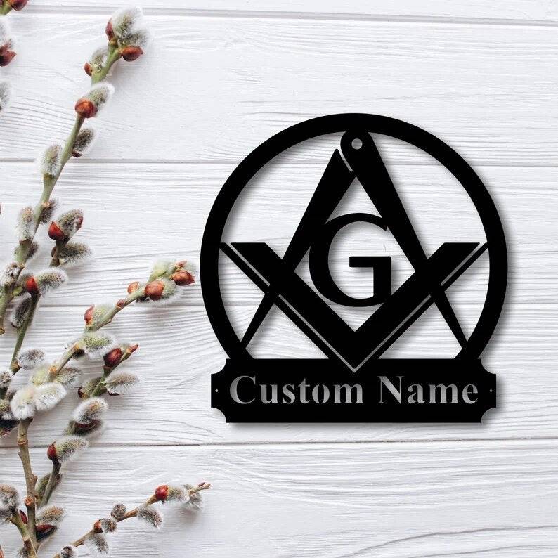 Master Mason Blue Lodge Wall Monogram - Wooden Art - Bricks Masons