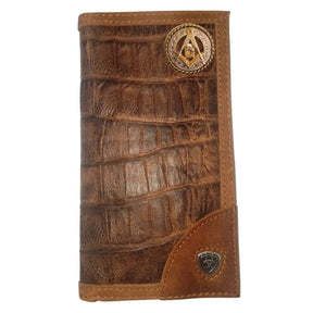 Master Mason Blue Lodge Wallet - Customizable Long Gator Print Leather