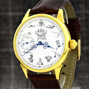 Master Mason Blue Lodge Wristwatch - Stainless Steel Case With Masonic Symbols