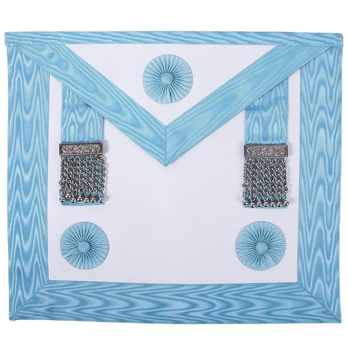 Master Mason Craft English Regulation Apron - White & Turquoise - Bricks Masons