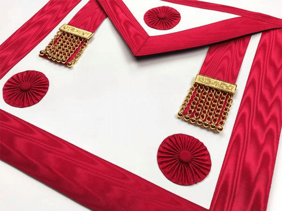 Master Mason Scottish Rite Apron - Turquoise Moire with Rosettes - Bricks Masons