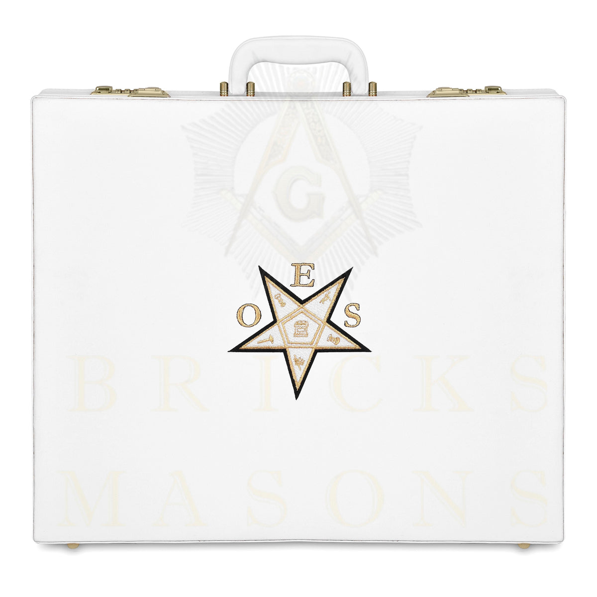 OES Apron Case - White Imitation Leather Machine Embroidery Gold Star