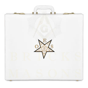 OES Apron Case - White Imitation Leather Machine Embroidery Gold Star