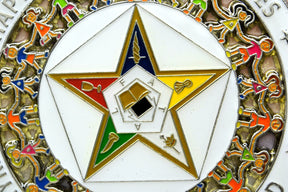 OES Car Emblem - Myra Grand Chapter Youth Fraternities Round Medallion - Bricks Masons