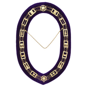 OES Chain Collar - Gold Plated with Rhinestones on Purple Velvet