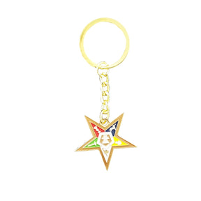 OES Keychain - Gold Plated Chain And Pendant - Bricks Masons