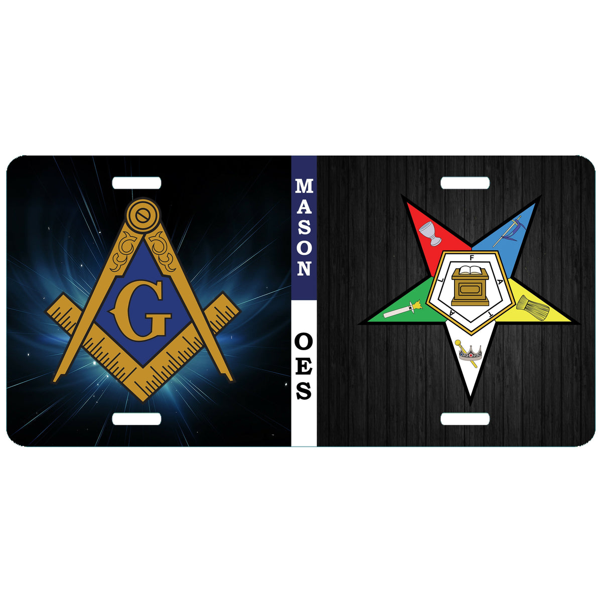 OES Master Mason Blue Lodge License Plate Frame - Lightweight Aluminum