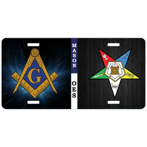 OES Master Mason Blue Lodge License Plate Frame - Lightweight Aluminum