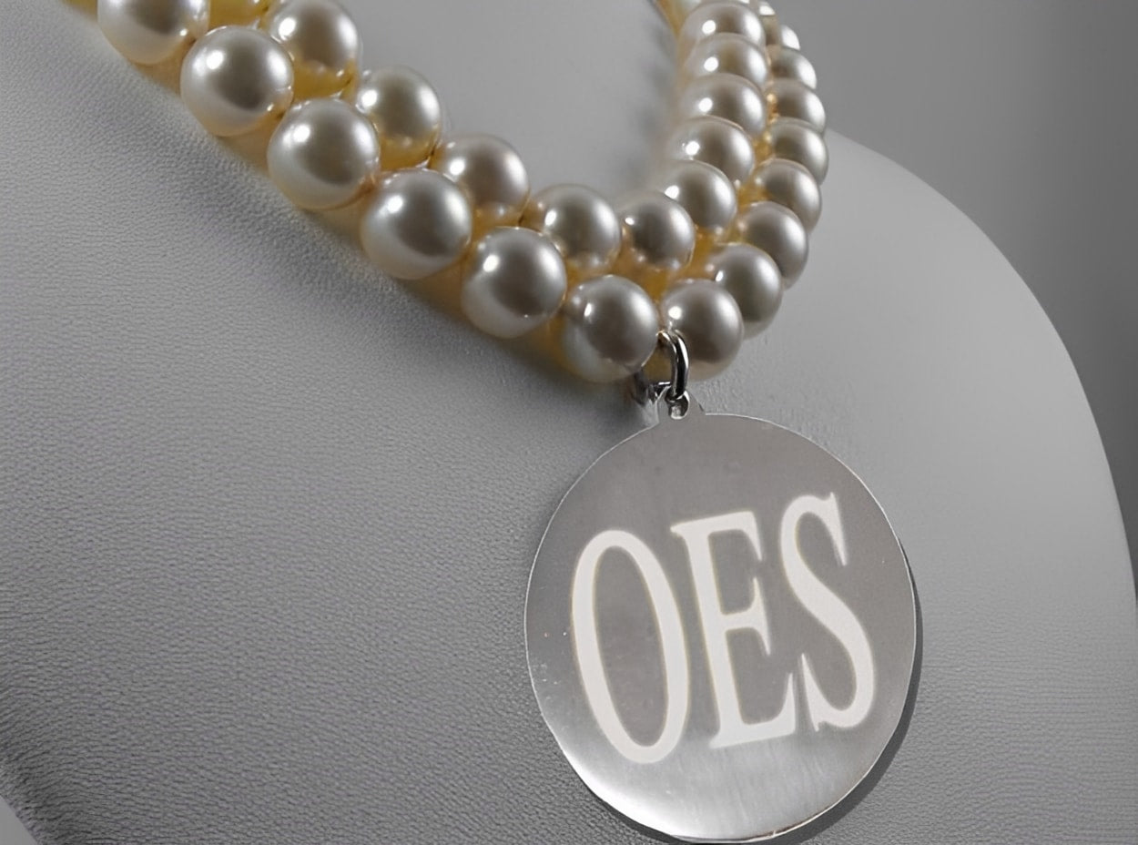 OES Necklace - Double Strand Pearl - Bricks Masons