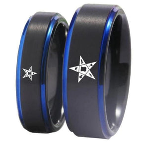 OES Ring - Black Blue Tungsten Personalizable