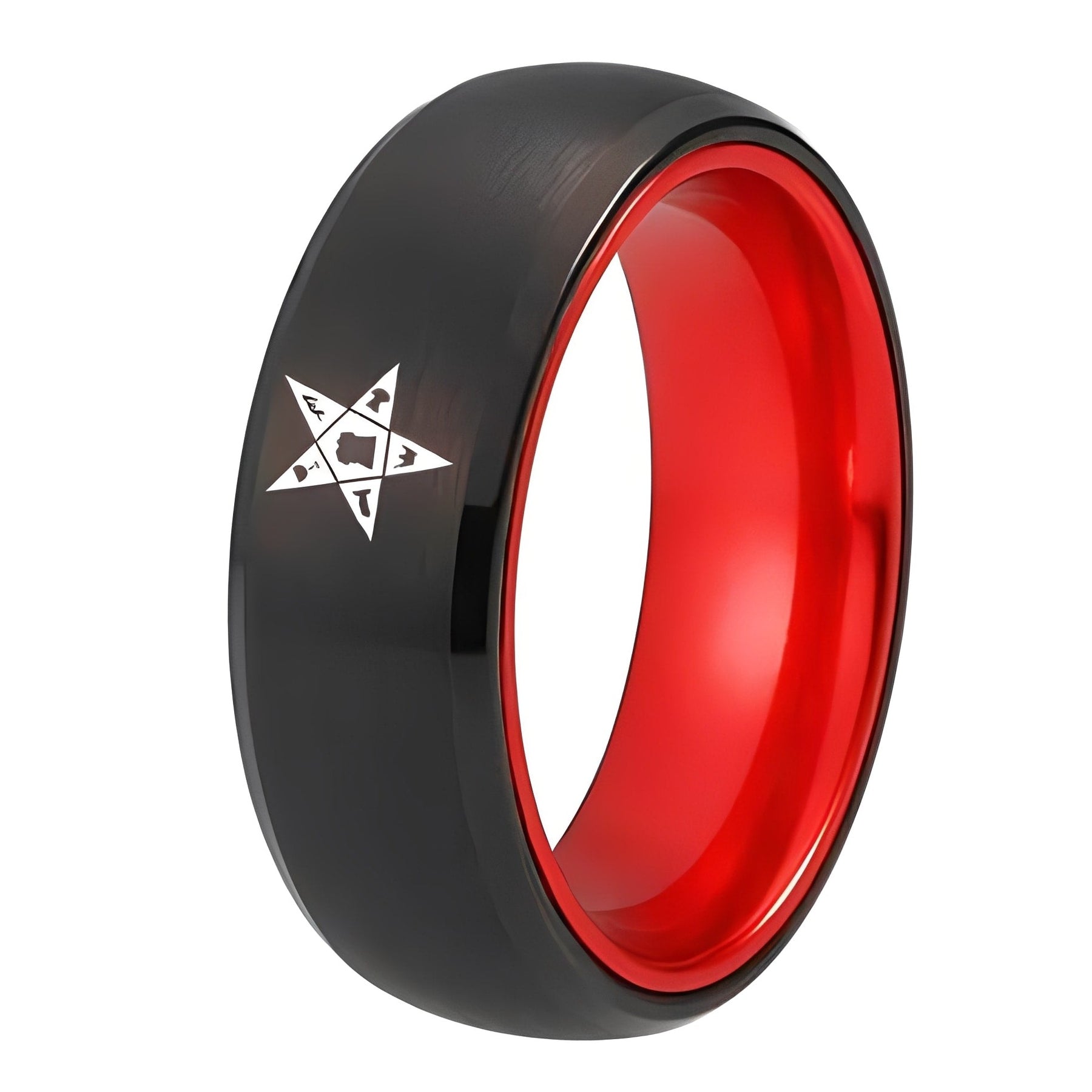 OES Ring - Black Tungsten With Red Aluminum Inlay Personalizable