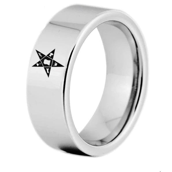 OES Ring - Silver Color Pipe Cut Tungsten Personalizable