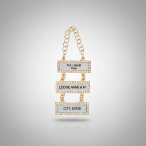 Worthy Matron OES Officer Collar Jewel - Gold Plated With Three Engravable Bars - Bricks Masons