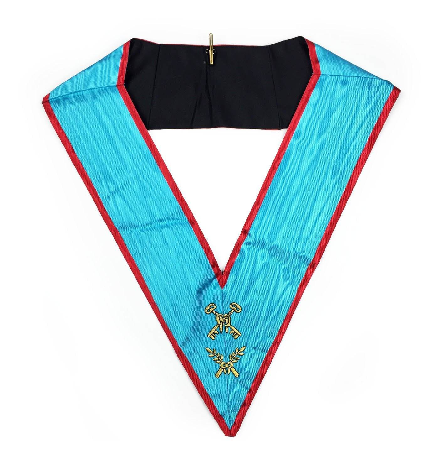 Officers Memphis Misraim French Regulation Officer Collar Set - Turquoise Machine Embroidery - Bricks Masons