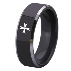 Order of Malta Ring - Black Tungsten Carbide Personalizable