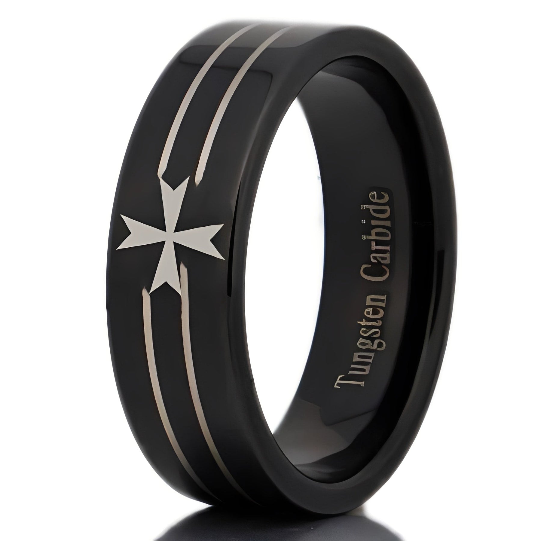 Order of Malta Ring - Black Tungsten Personalizable