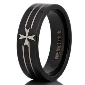 Order of Malta Ring - Black Tungsten Personalizable