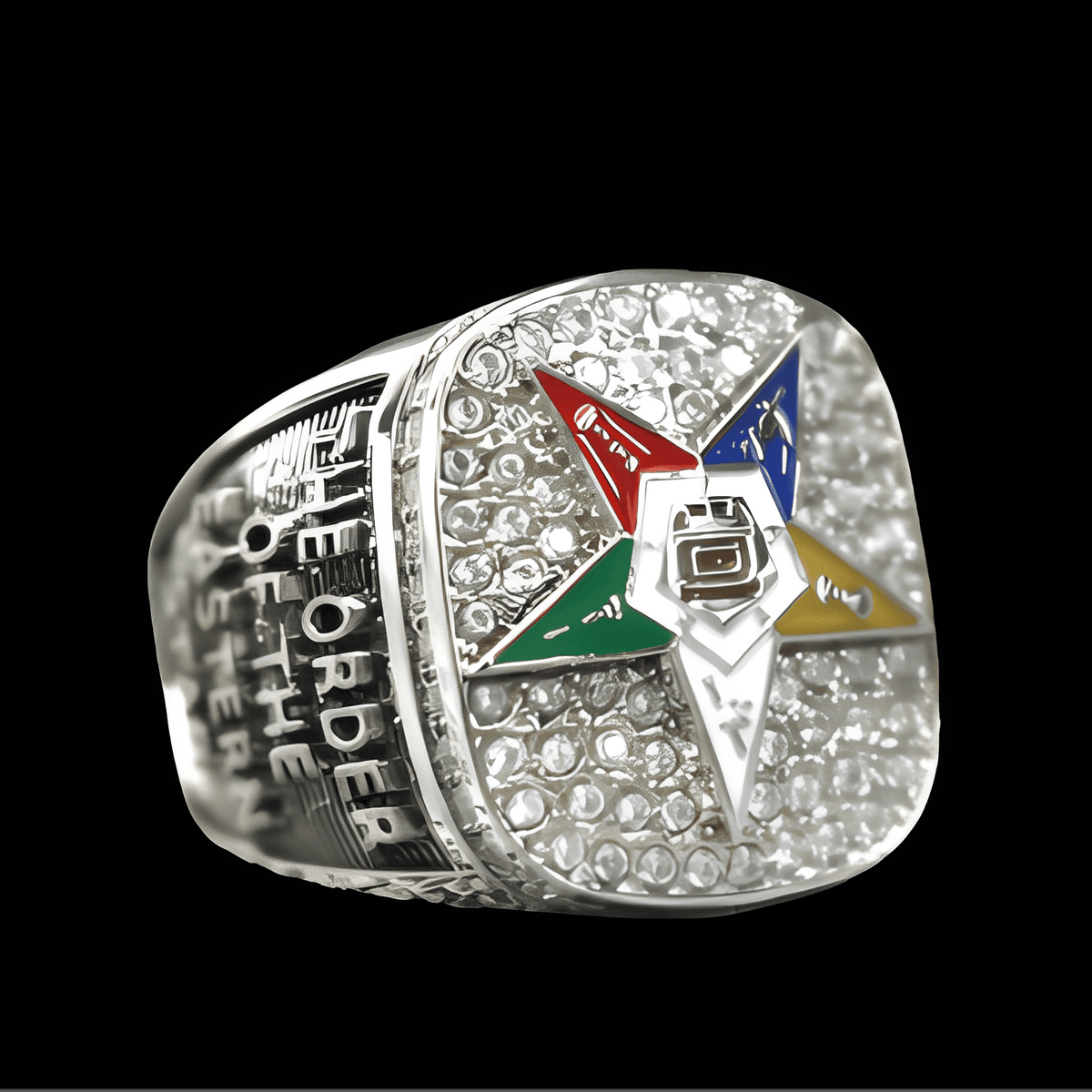 OES Ring  - Order Of The Eastern Star Sterling Silver - Bricks Masons