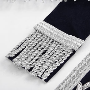 Organist Blue Lodge Officer Apron - Dark Blue With Silver Hand Embroidery Bullion - Bricks Masons