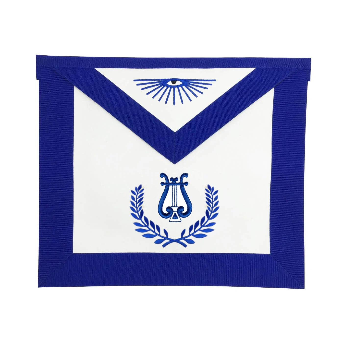 Organist Blue Lodge Officer Apron - Royal Blue with Wreath