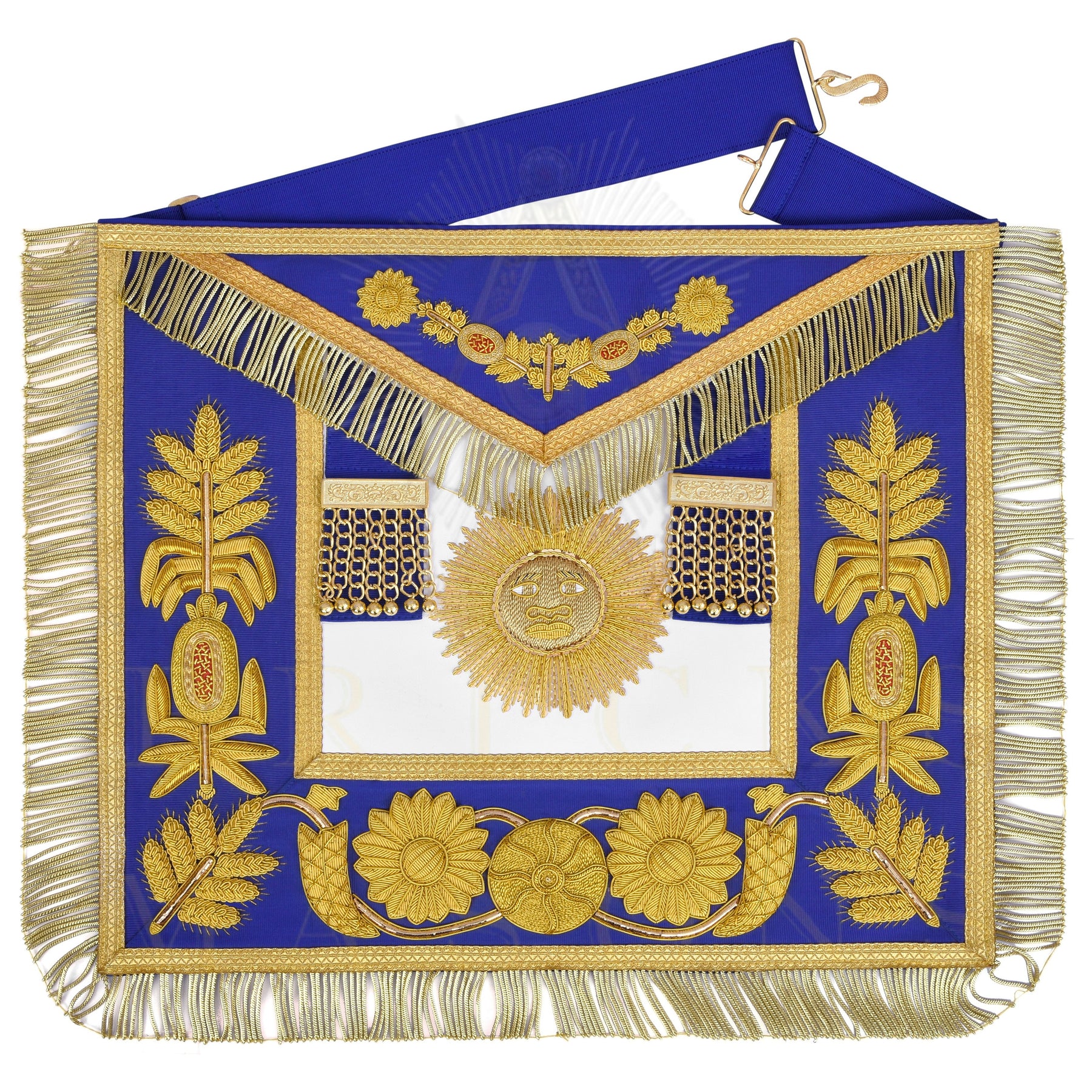 Past Grand Master Blue Lodge Apron - Quality A+ Gold & Blue Hand Embroidery
