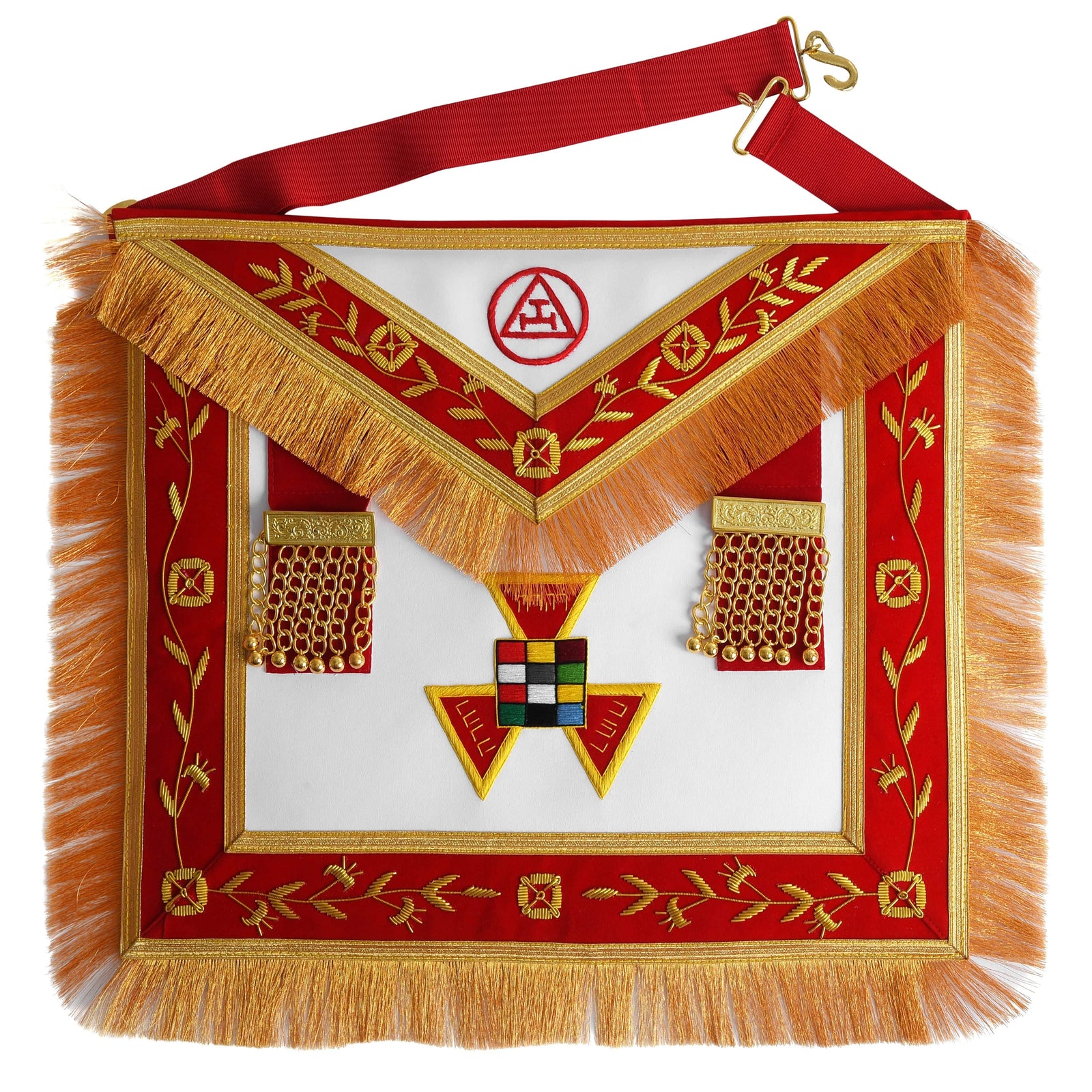 Home Past High Priest Royal Arch Chapter Apron - Red Velvet with Fringe ...