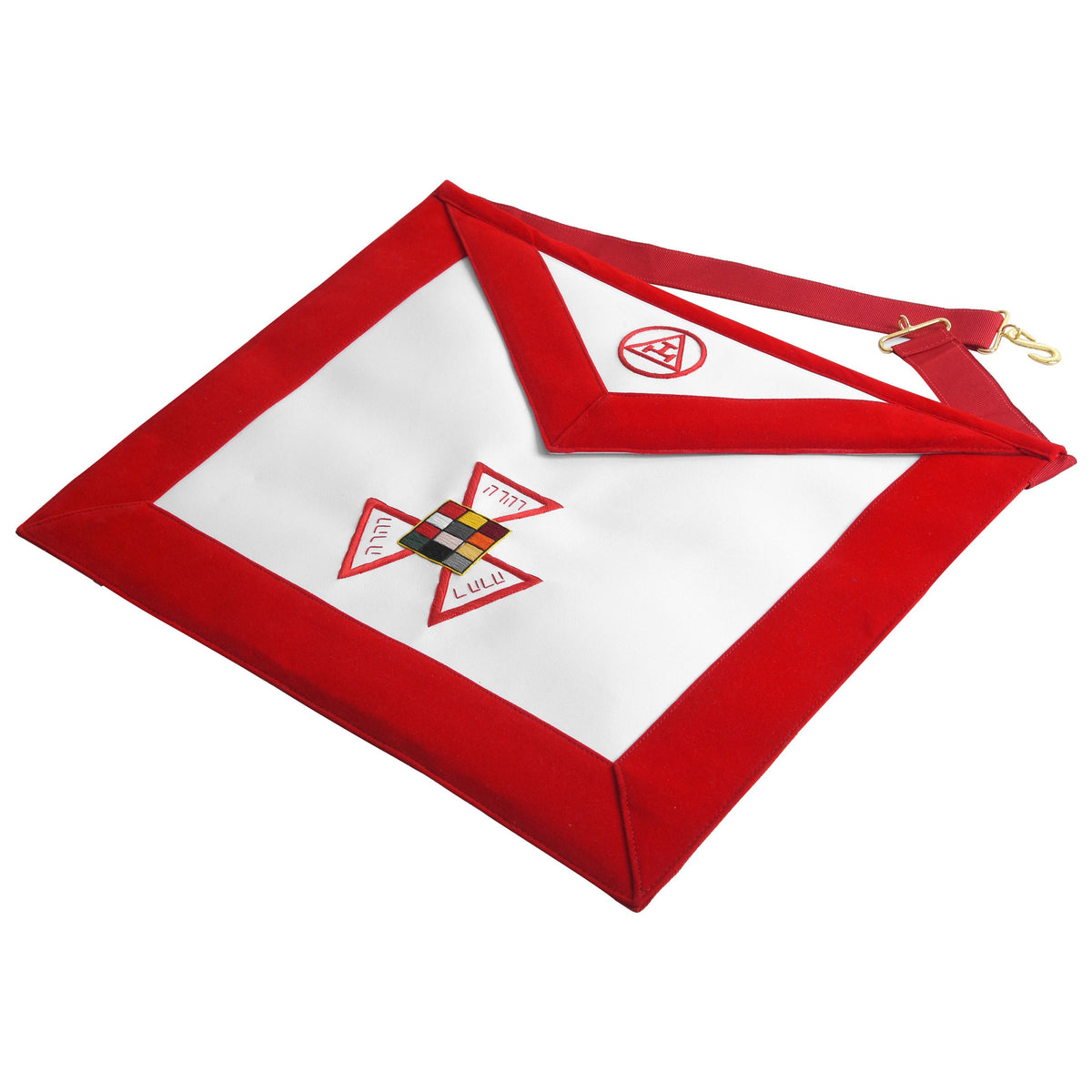 Past High Priest Royal Arch Chapter Apron - Red with Triple Tau Insignia - Bricks Masons