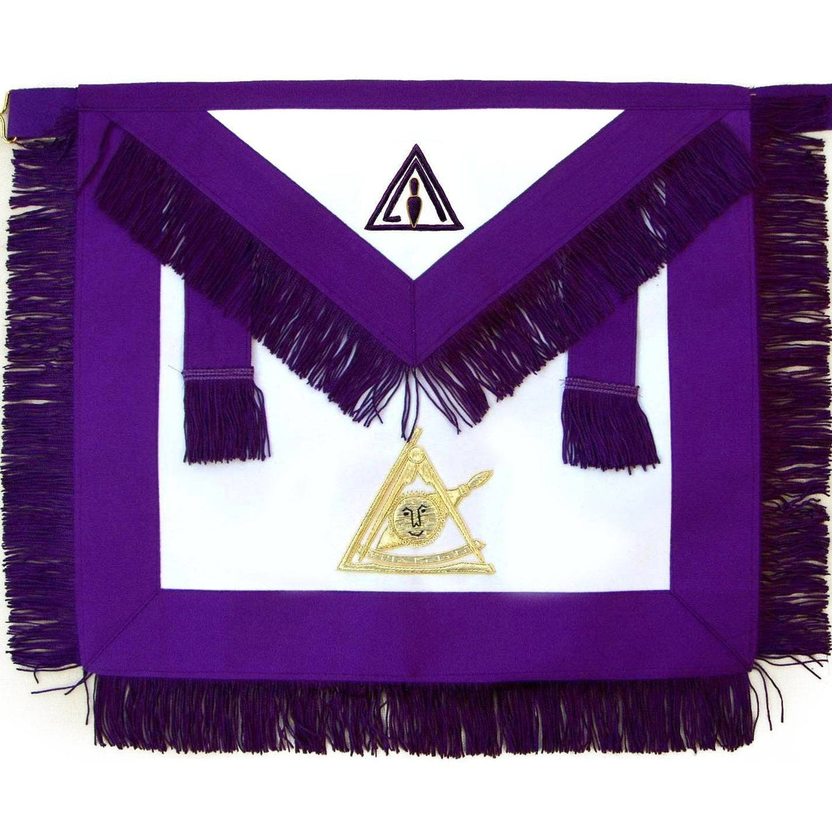 Past Illustrious Master Council Apron - Purple Hand Embroidery - Bricks Masons