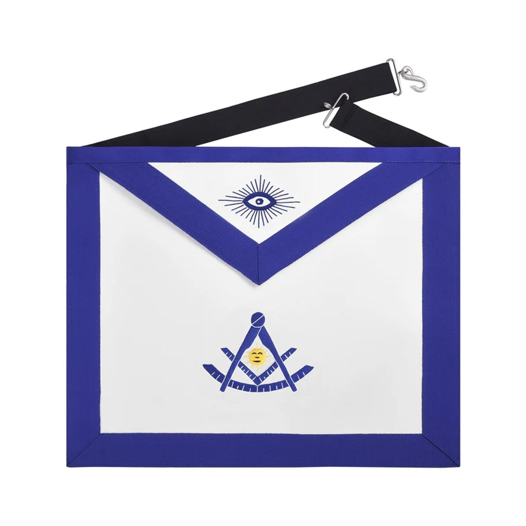 Past Master Blue Lodge Apron - Blue Grosgrain with Gold & Blue Emblem