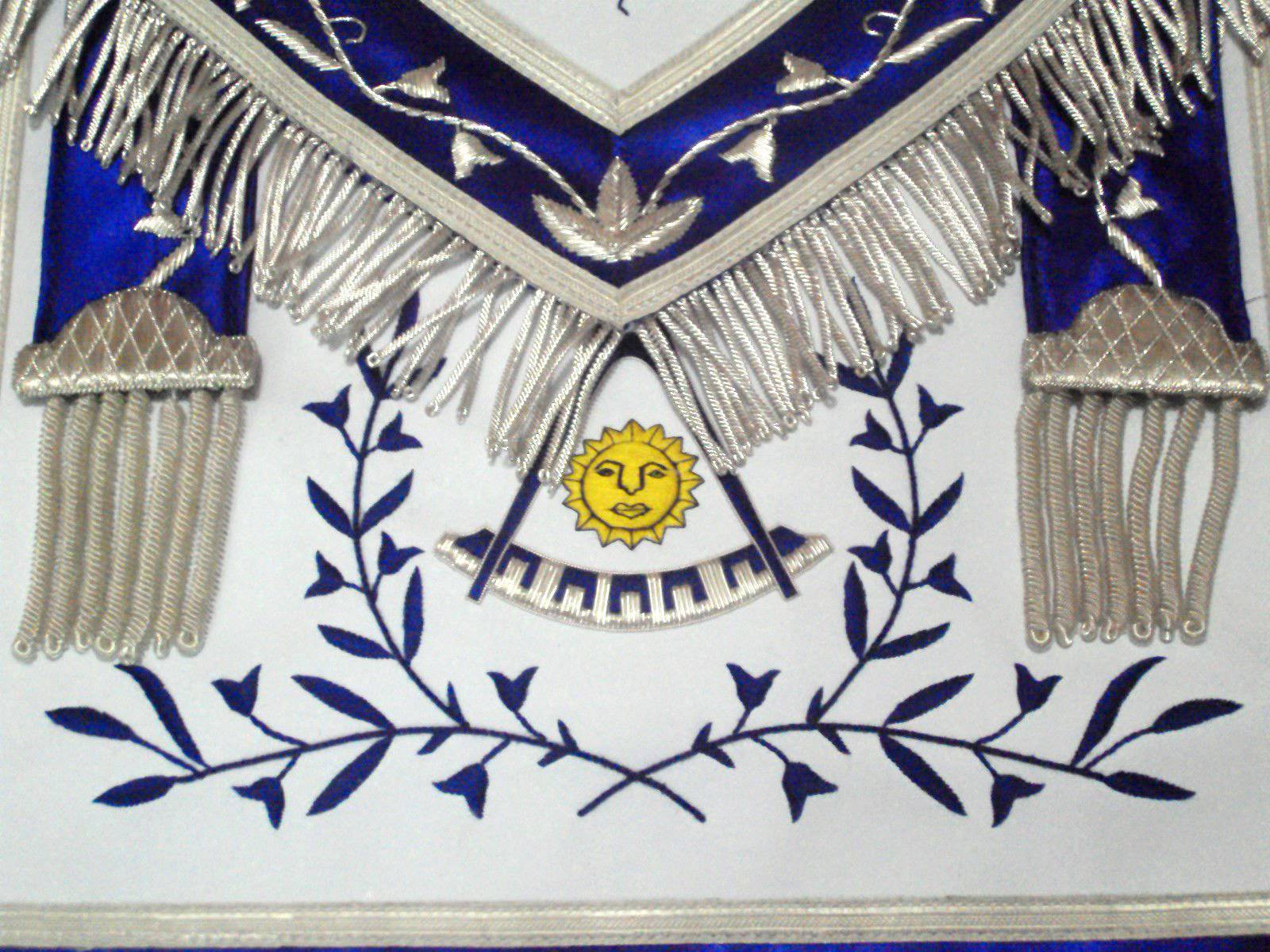 Past Master Blue Lodge Apron - Blue Silk - Bricks Masons