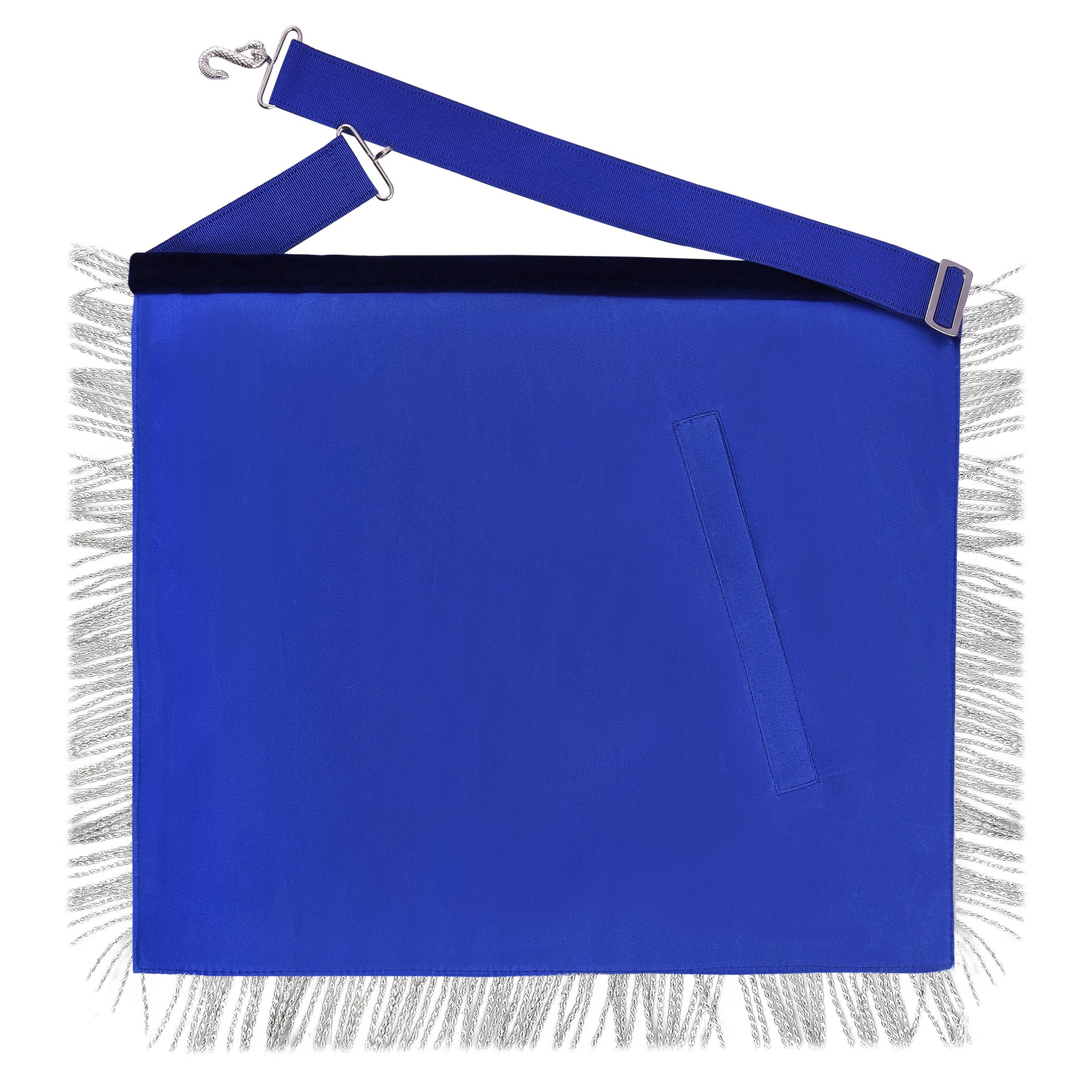 Past Master Blue Lodge Apron - Gold Bullion Emblem With Silver Braid Fringe - Bricks Masons