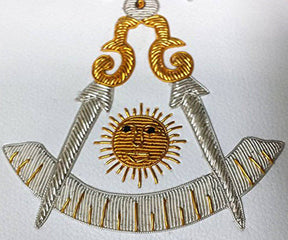 Past Master Blue Lodge Apron - Gold & Silver Bullion Hand Embroidery - Bricks Masons