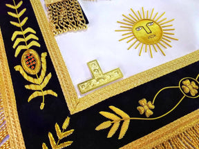 Past Master Blue Lodge Apron - Gold Sun & Vinework - Bricks Masons