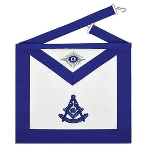 Past Master Blue Lodge Apron - Royal Blue Square & Quadrant With Sun